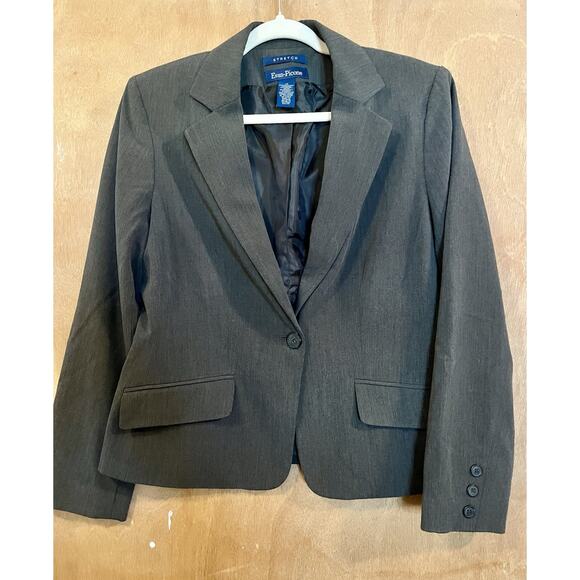 Evan Picone Women’s Charcoal Gray Blazer – Stretch Suit Jacket Size 10 - Picture 1 of 11